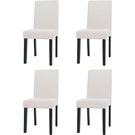 Lot de 4 chaises de salle à manger dossier haut en tissu velours côtelé crème pieds foncés 040007520 (1/5)
