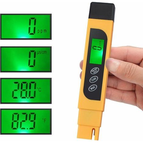 Digitaler TDS-Tester in Stiftform, tragbares Wasserqualitätsmessgerät für TDS, EC, Reinheit und Temperatur, PPM-Tester und Thermometer für Wasser, 4 Anzeigemodi (1/5)