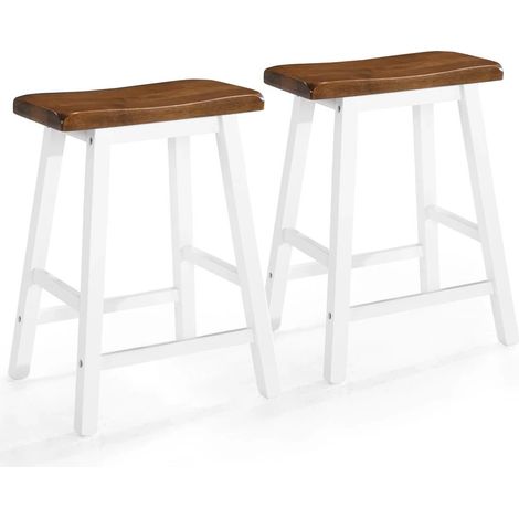 Juego de dos taburetes de bar de diseño silla asiento de madera maciza 1202055