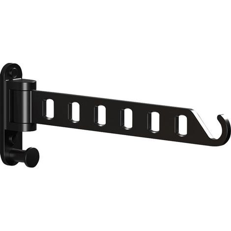 Étendoir mural - Armoire - Séchoir à linge - Étendoir pliable - Étendoir suspendu - Crochet noir - Crochet pour vêtements - Porte-vêtements mural - Étagère de rangement - Métal - Noir (1/5)