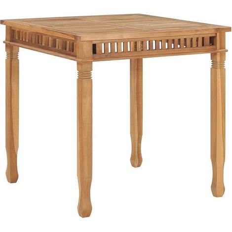 Table de jardin carrée teck massif clair Efana (1/4)