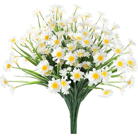 Daisy Artificielle - 6 Pièces Faux Plantes avec Tiges Flexibles - Pour Décoration Intérieure Extérieure Jardin Bureau Mariage - Fleur Synthétique Jaune Vert (1/5)