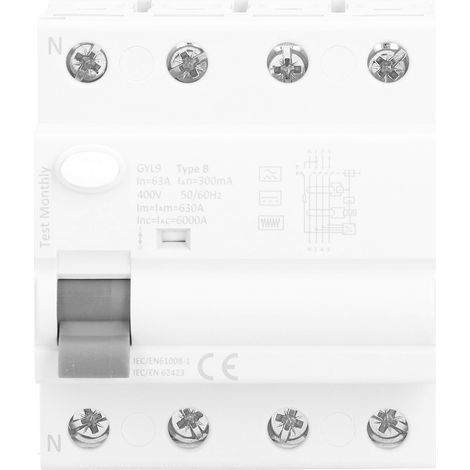 Disjoncteur différentiel 4P 63A 300mA 400V GYL9-B