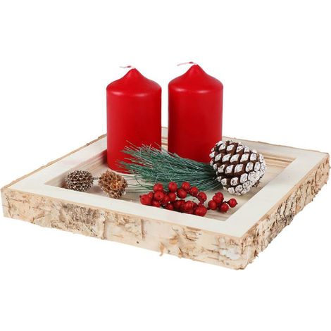 Dekotablett Holztablett Kerzenhalter Tischdeko Weihnachtsdeko Gesteckunterlage (1/2)
