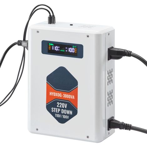 3000VA Spannungswandler, 220V auf 110V Transformator, 2 US-Steckdosen, USB-Ausgang, LCD-Bildschirm, Überhitzungsschutz, für 110V-Geräte. (1/5)