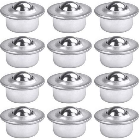 12 PCS Roulettes de Transfert avec Roulement à Billes Universels en Acier au Carbone Galvanisé Unité Roulettes à Billes Montées Charge Lourde pour Emballage Transmission Transpore Industrie