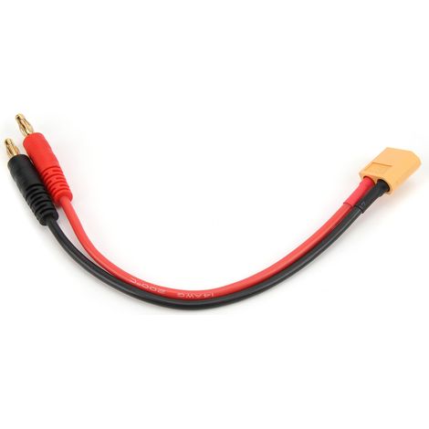 Câble chargeur RC 15cm XT60 vers fiche banane 4.0mm 14AWG pour chargeur batterie LiPo (1/5)