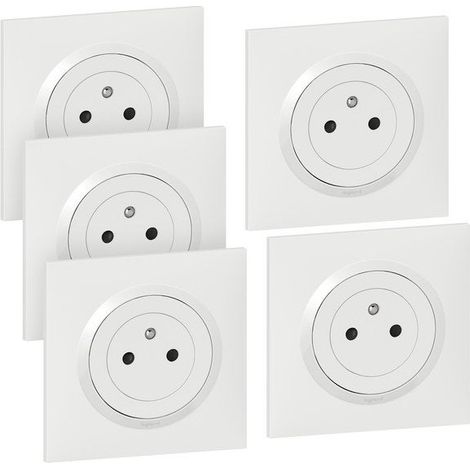 Lot De 5 Prises Avec Terre Complet Dooxie, Legrand, Blanc