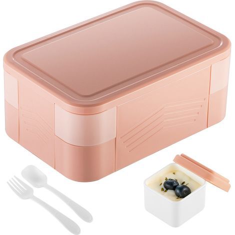 boîte bento pliable,1550Millilitres étanches, rose clair (1/5)
