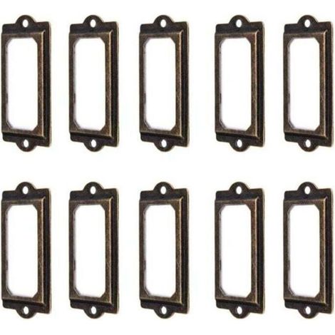 Porte-étiquette en métal - PZCC - 50 pièces - 60x17 mm - Bronze vintage - Facile à installer - Vis incluses (1/4)