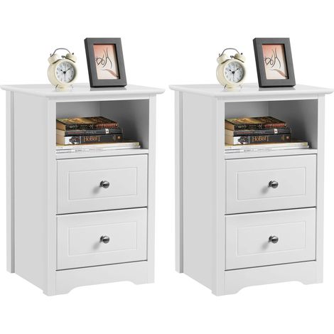 Lot de 2 Tables de Chevet en Bois Table de Nuit Chevet 40x35x60cm (1/5)