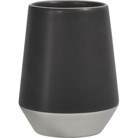 Gobelet Argent Mat en Céramique 300 ML, Élégant et Pratique pour Votre Salle de Bain, Design Moderne, Idéal pour Un Usage Quotidien, 9x9x11.5 cm, Grès (1/5)