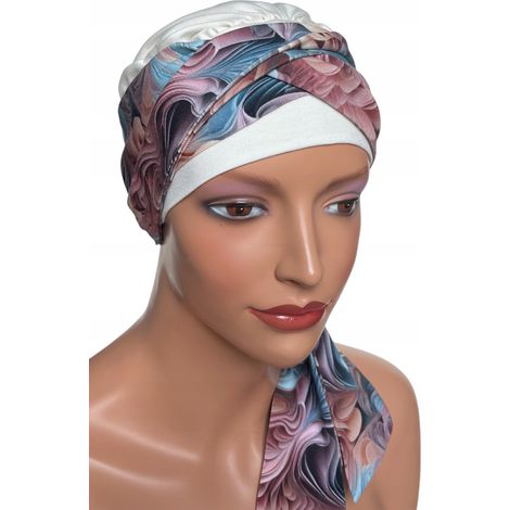 Turban de printemps pour femme Lena écru-413, foulard doux, également à porter après une chimiothérapie (1/5)