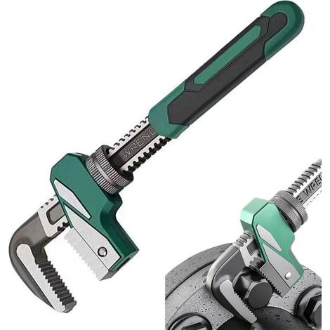 Adjustable wide-mouth pipe wrench, right-angle pipe wrench, heavy-duty plumber's tool for water pipes, valves, screws, nuts, bolts, domestic plumbing, and repairs (1/4)