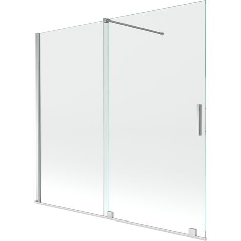 Mexen Velar paratia per vasca da bagno a 2 ante scorrevoli 170 x 150 cm, trasparente, cromo - 896-170-000-01-01