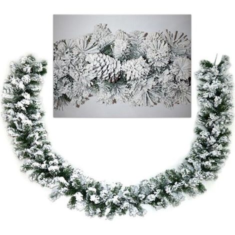 Ghirlanda bianca innevata Cornice per Decorazioni Natalizie addobbi per Negozio casa Scale Porte portoni Interni Esterni - Diametro: Diametro cm 60 (1/5)