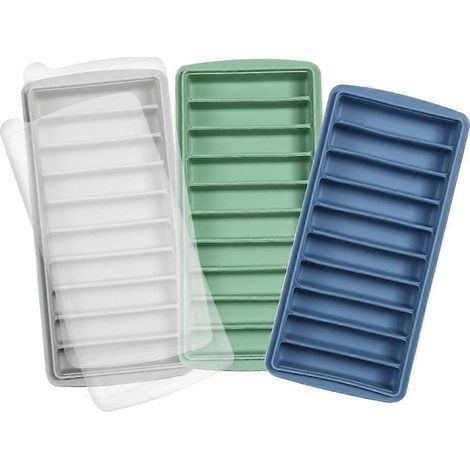 Lot de 3 bacs à glaçonsbacs à longs bâtonnets en silicone avec couverclebâtonnets rectangulaires étroitsdémoulage facilepour bouteilles de jusfêtes (1/5)