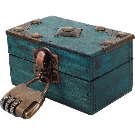Coffret de rangement en bois : Boîte à bijoux vintage avec serrure 9 x 5,5 x 5 cm - Coffre au trésor style rétro pour la décoration intérieure - Petit coffret à bibelots (1/4)