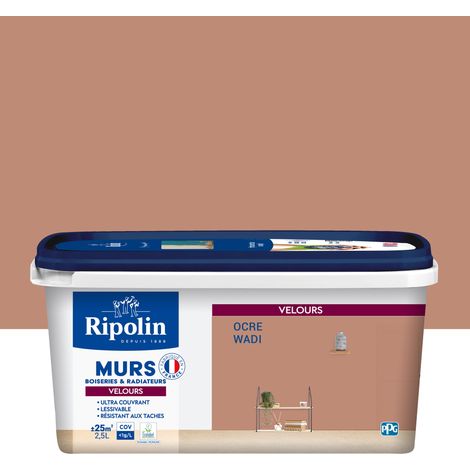 Ripolin – Peinture anti humidité aspect velours 2,5L – Ocre Wadi – Ultra couvrante pour murs et boiseries – Application facile (1/5)