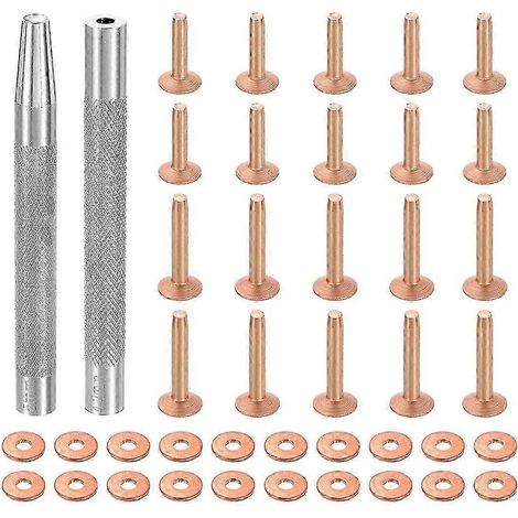 Lot de 20 rivets en cuivre et œillets avec poinçon, kit de fixation pour projets DIY en cuir et travaux de bricolage (1/5)