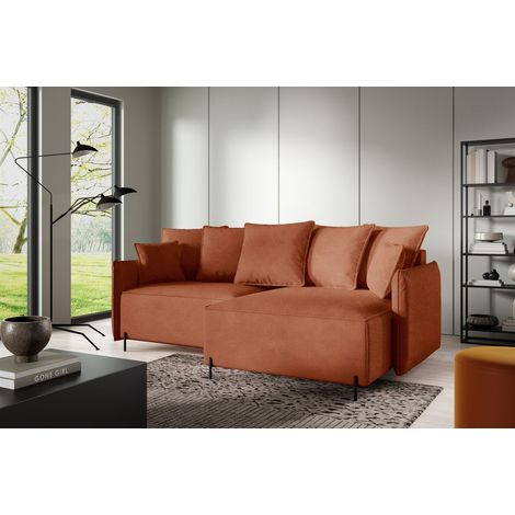 Ecksofa Schlafsofa BETTO Stoff Now or Never Rostbraun Ottomane Rechts (1/4)