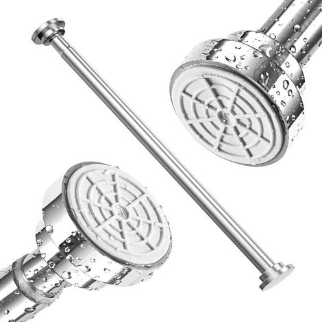 Tringle télescopique pour rideau de douche en acier inoxydable, sans perçage, fixation par pression (40–55 cm) (1/5)