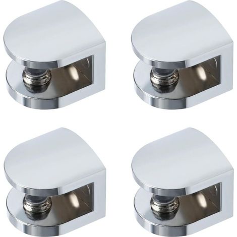Staffa a muro per mensole in vetro da 7-9 mm, in lega di zinco cromata, 4 pezzi, modello EBL1012