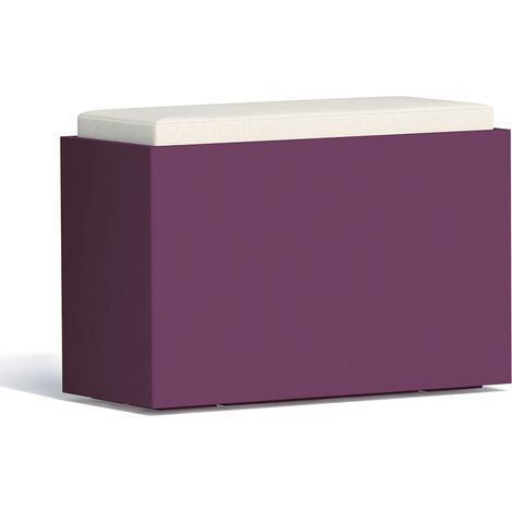 Panchina pouf moderno arredo design 80x35 H5 in polimero viola con cuscino per interno ed esterno - Made in Italy - Monacis (1/3)