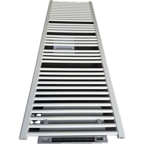 Seche serviette eau-chaude 1014W + Turbo electrique 950W acier couleur blanc texturé RAL S0142 1807x600mm tubes droits FLORES T