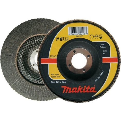 Makita ściernica listkowa zirkon 125x22,23mm p 80 Metall, tal nierdzewna