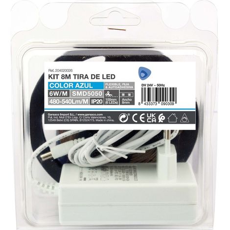 Kit Striscia LED 8M 6W/M IP20 Blu predisposta
