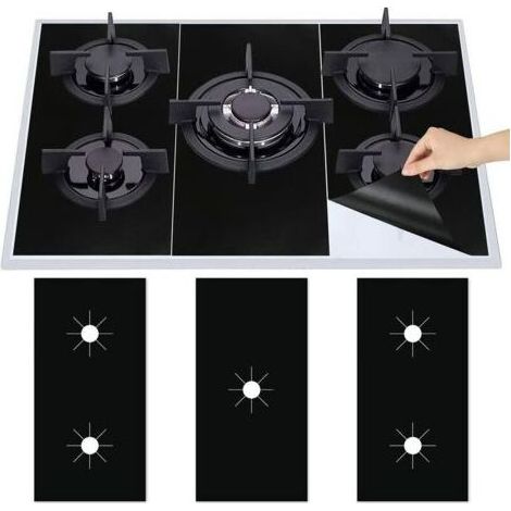 3Pcs Plaque de Cuisson à Gaz Protection en Téflon, Tapis de Cuisinière à Gaziniere Gaz Réutilisables, Protection d'écran Anti-adhésif, Nettoyage Rapide (1/5)