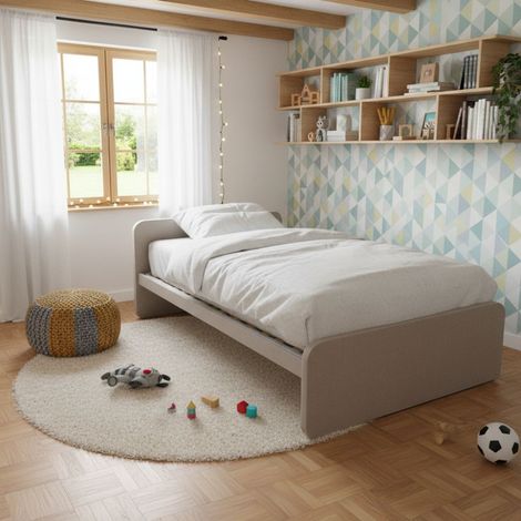 Letto una piazza e mezza con rete, ideale per camerette - Effetto tessuto