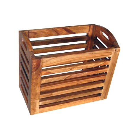 Jaipur Small Basket - Sheesham Wood - L25 x W41 x H35 cm - Honey Dark Finish