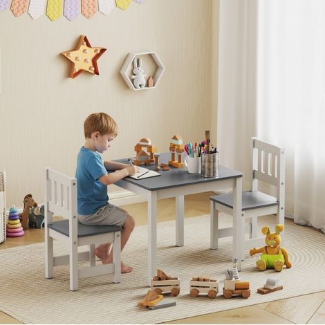 MEUBLIV Kindertisch mit 2 Stühlen 56 x 52 x 48 cm Grau – 3-teilig (1/5)