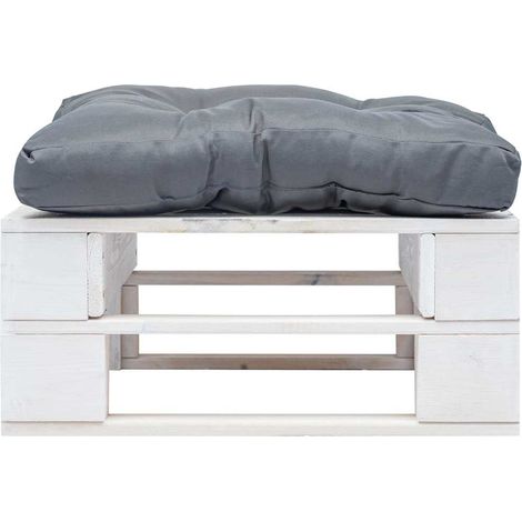 vidaXL Otomana de palets de jardín con cojín gris madera blanca (1/2)