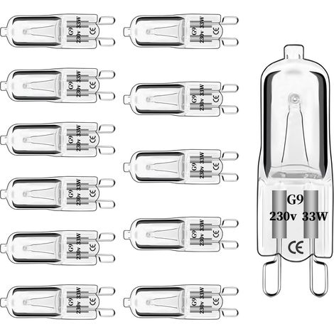 APEX 12pcs G9 Ampoules HalogèNes,2700k(Blanc Chaud), Culot à 2 Broches,230V 33W 460LM,Intensité Variable(0-100%) Pas De Scintillement (1/5)