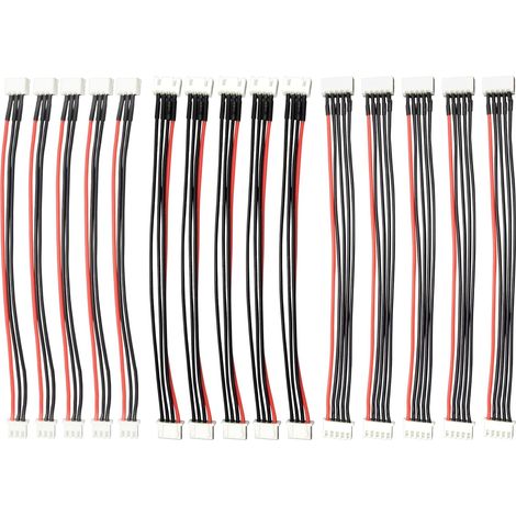 JST-XH 2S/3S/4S Lot de 15 rallonges de Prise d'équilibre 20cm pour Batterie LiPo 22 AWG en Silicone, RC LiPo Batterie Balance Chargeur Câble (1/5)
