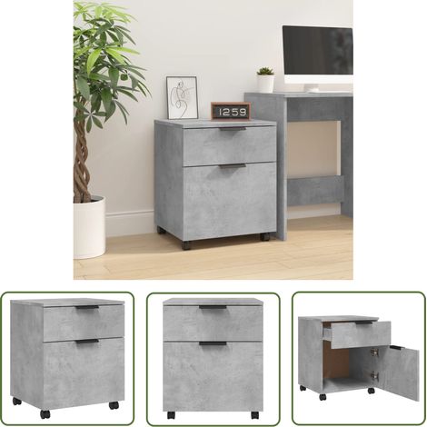 The Living Store Classeur mobile avec roues Gris béton 45x38x54 cm - Meuble De Bureau - Classeur Mobile - Armoire À Dossiers - Rangement Bureau - Bureau Gris (1/5)