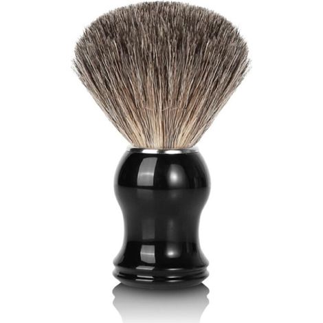 Blaireau de rasage pour homme, fait main, en poils de blaireau, compatible avec tous les rasoirs (avec mousse et savon à raser), idéal pour homme (manche en ABS, 1 pièce) (1/5)