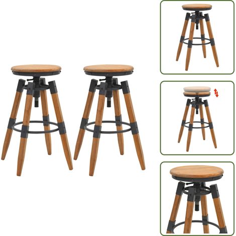 Tabourets de bar lot de 2 bois de sapin solide - Tabourets De Bar - Tabourets Hauts - Chaise De Bar - Mobilier De Cuisine - Meubles Industriels (1/5)