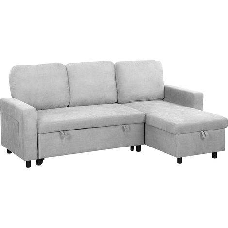 L Sofa Bed,  Storage - Light Grey (1/5)