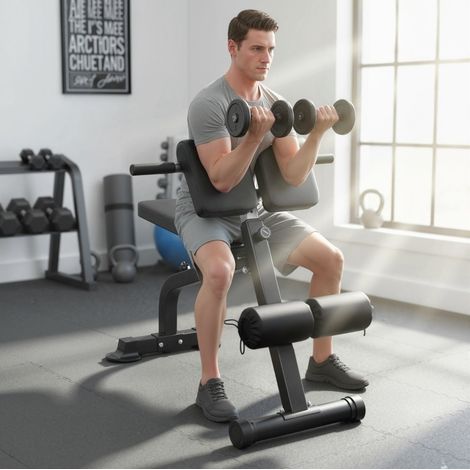 Banc de musculation réglable 96,6x68x110 cm en métal noir, gain de place pour home gym FloraGrace (1/5)