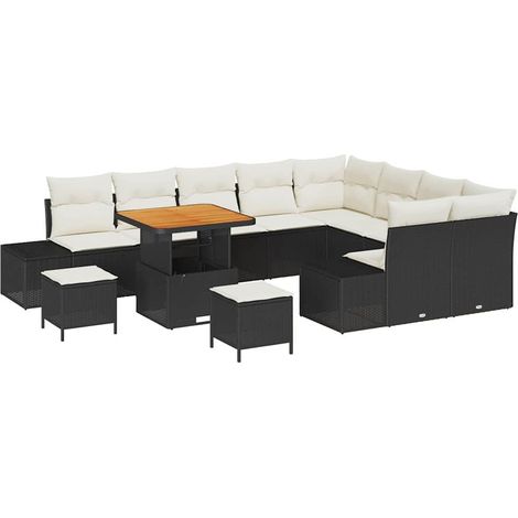 Maison Exclusive - Set Divano da Giardino con cuscino 12 pcs Nero polyrattan