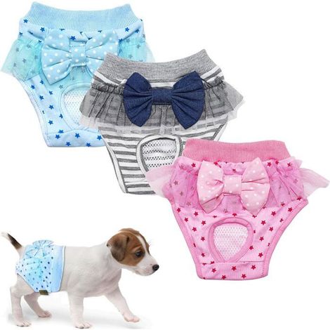 Pantalons physiologiques pour animaux de compagnie,couches pour chiots réutilisables, fournitures pour animaux de compagnie Coton-M (1/5)