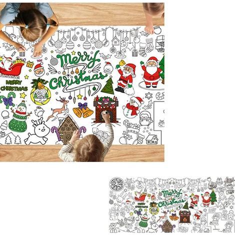 Christmas Coloring Tablecloth - Giant 183 x 86 cm, Christmas Coloring Tablecloth, Christmas Coloring Poster