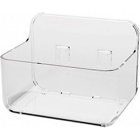 Étagère/boîte de rangement adhésive murale pour salle de bain et cuisine, avec ruban adhésif, grande version grise transparente. (1/5)