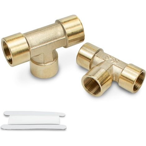 2 piezas de 1/4" con rosca BSP hembra, adaptador en T hembra, accesorios de tubería, conexión de 3 vías de latón (1/4)
