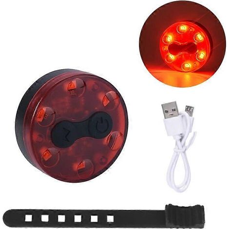 Feu arrière de vélo 8 LED rouge et bleu, lampe d'épaule, lampe de police rechargeable USB, clignotante pour VTT, accessoire de sécurité, type 2 rouge (1/5)