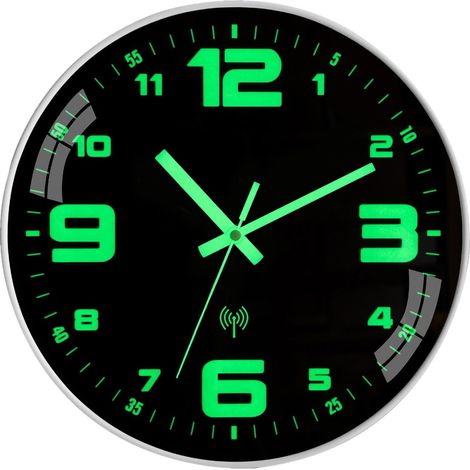 Horloge Murale Radio Pilotée - Silencieuse, Lumineuse, Grands Chiffres pour Chambre, Cuisine, Bureau, École Fonctionnement sans Bruit Design Moderne (30 cm) (1/5)